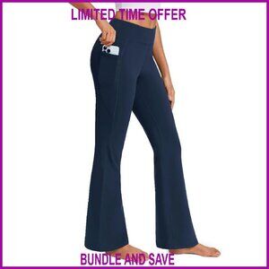 Fleece Lined Leggings High Waisted Bootcut Yoga Pants with Pockets
